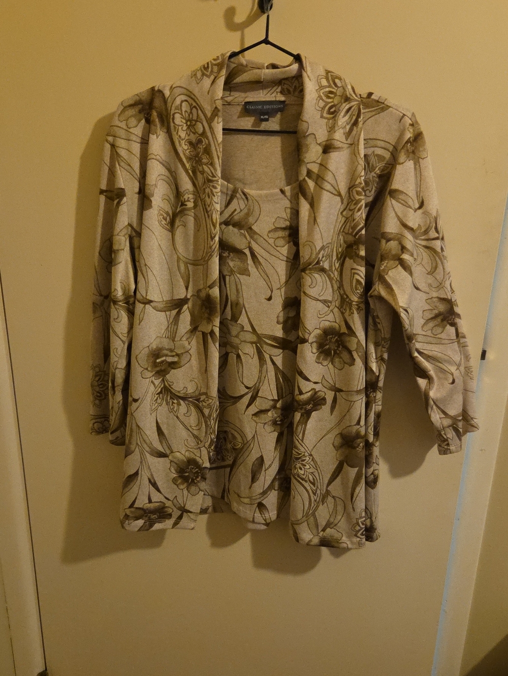 Neutral Floral Open-Front Women's Cardigan Sweater